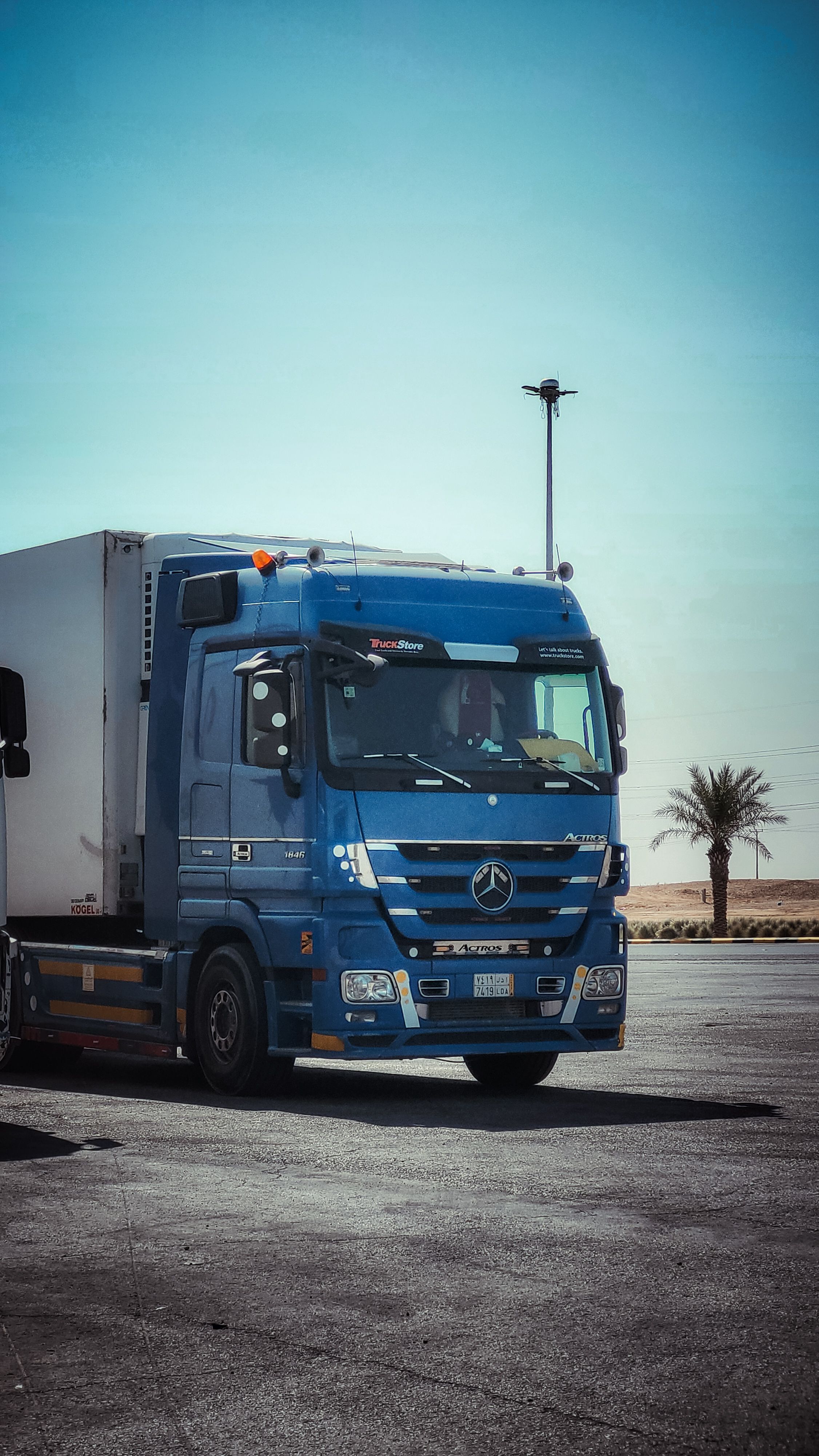 Amazon-branded trailer on a contract linehaul route